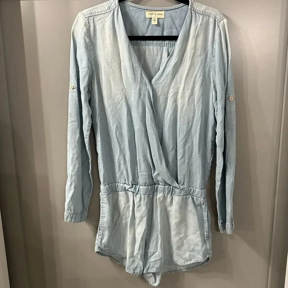 Anthropologie Cloth & Stone Chambray Romper Size S - Picture 1 of 6